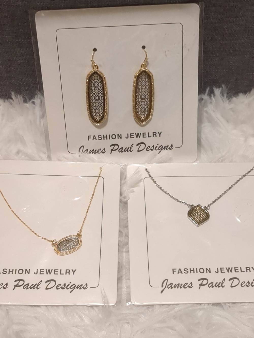 "Jewelry Bundle" Gold/Silver Necklaces & Gold Tone With Silver Earrings